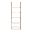 Libreria in legno di bamboo ripiani in mdf laccati bianco opaco  cm 62,5x 40xh. 180