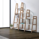 Libreria in legno di bamboo ripiani in mdf laccati bianco opaco  cm 62,5x 40xh. 180