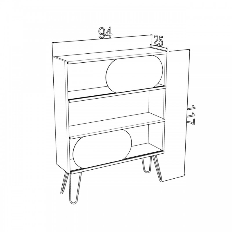 Libreria ingresso moderna design rovere nero urban slim