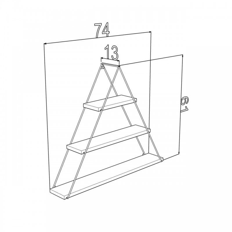 Libreria muro triangolare bacheca piramide nero  cm 74 x 13 x 61 h