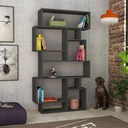 Libreria orizzontale bifacciale antracite con 10 scomparti aperti L 96 x P 25,5 x H 168,5 cm