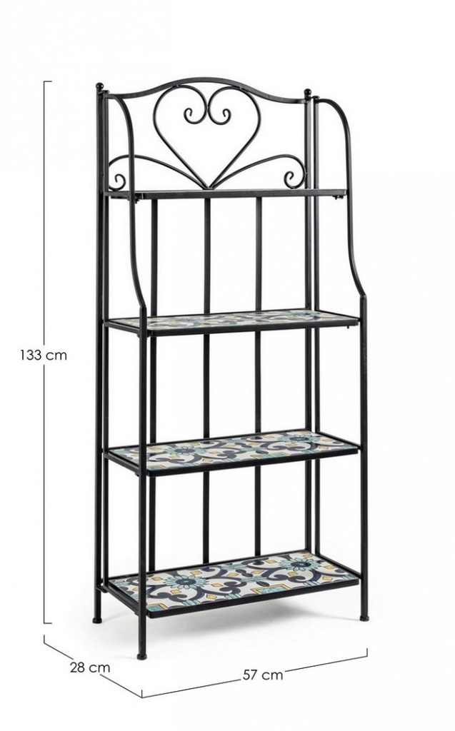 Libreria pieghevole Positano 4 piani in metallo stile country cm 57x28x133h