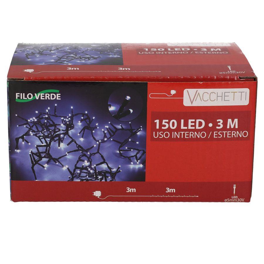 Luce filo 150 led bianco freddo luce fissa cm300 al. fissa uso esterno