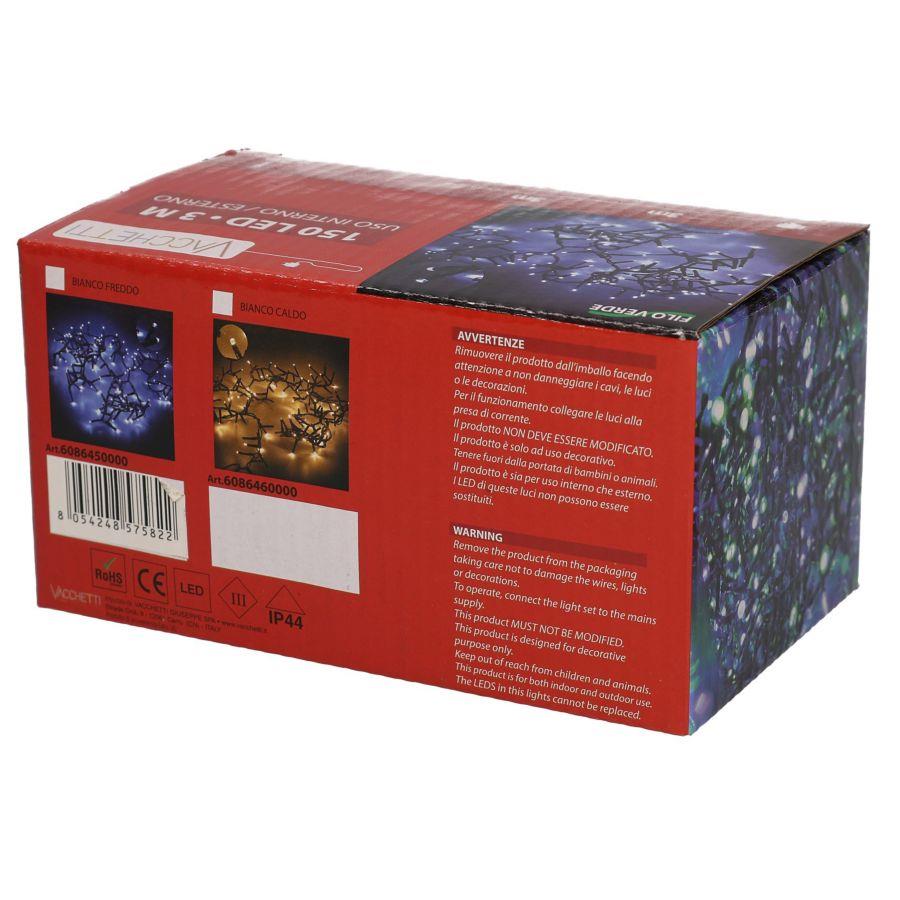 Luce filo 150 led bianco freddo luce fissa cm300 al. fissa uso esterno