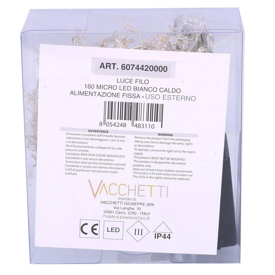Luce filo 160 micro led stella bianco caldo cm230alimentazione fissa uso esterno