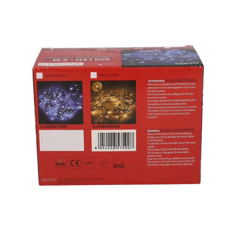 Luce filo 300 led bianco caldo luce fissa cm600 al. fissa uso esterno