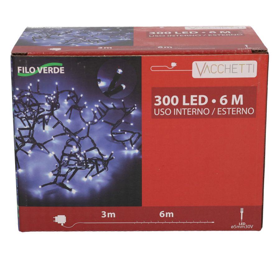 Luce filo 300 led bianco freddo luce fissa cm600 al. fissa uso esterno