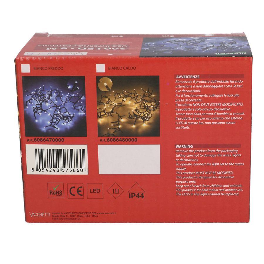 Luce filo 300 led bianco freddo luce fissa cm600 al. fissa uso esterno