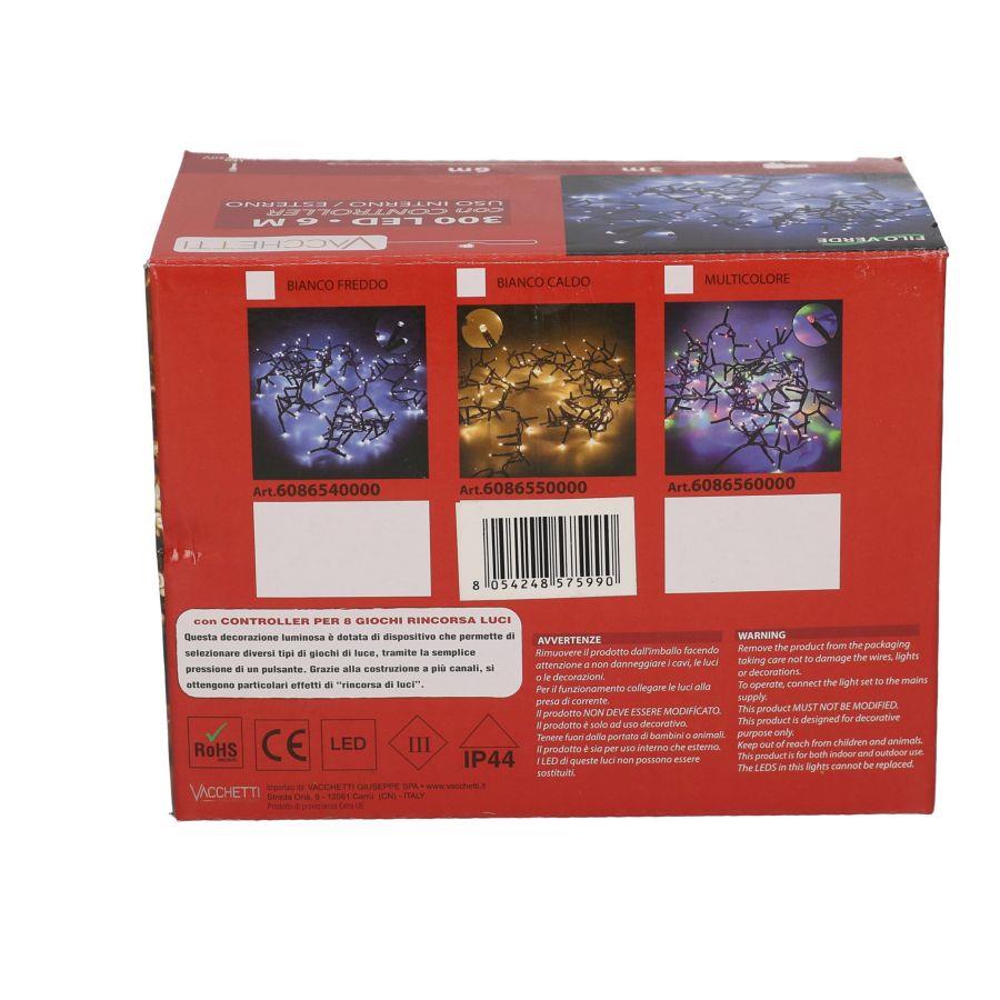 Luce filo 300 led luce bianco caldo controller cm600 al. fissa uso esterno