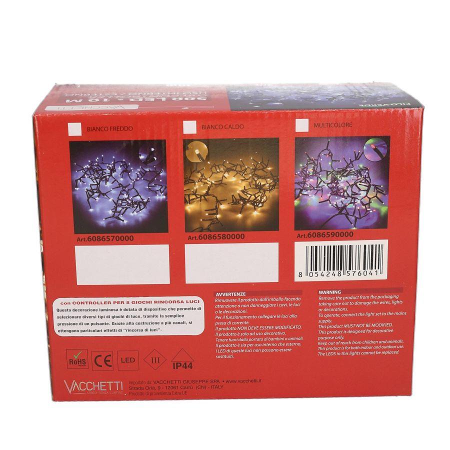 Luce filo 500 led multicolore controller cm1000 al. fissa uso esterno