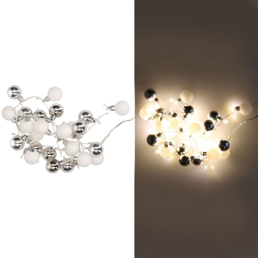 Luce filo sfera bianco 48 led bianco caldo alimentazione fissa cm ø4x120