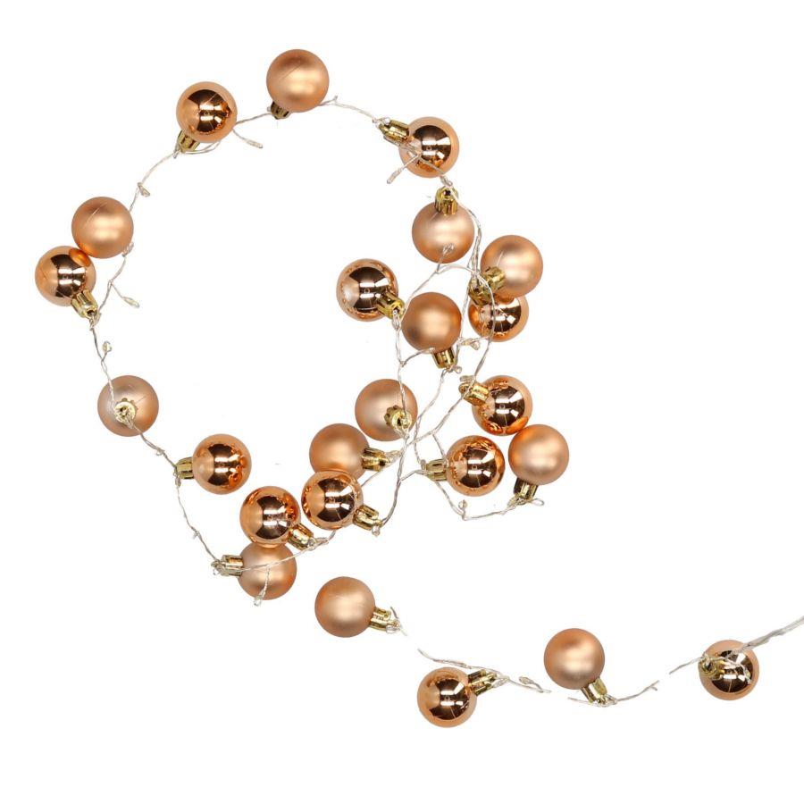 Luce filo sfera rame 48 led bianco caldo alimentazione fissa cm ø4x120