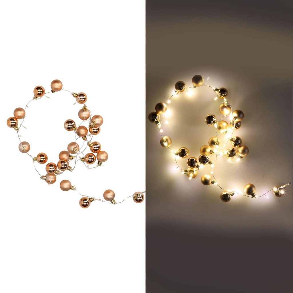 Luce filo sfera rame 48 led bianco caldo alimentazione fissa cm ø4x120