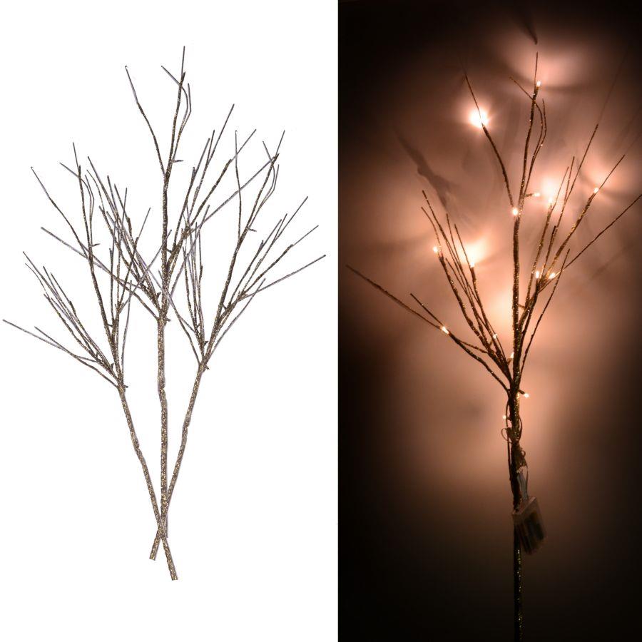 Light branches glitter gold silver 72 warm white led cm40x40h100 power supply fixed