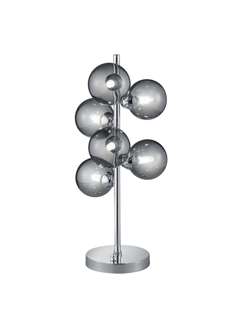Lume Moderno Cromo Alicia 6 Sfere Vetro Soffiato Fumé Trio Lighting