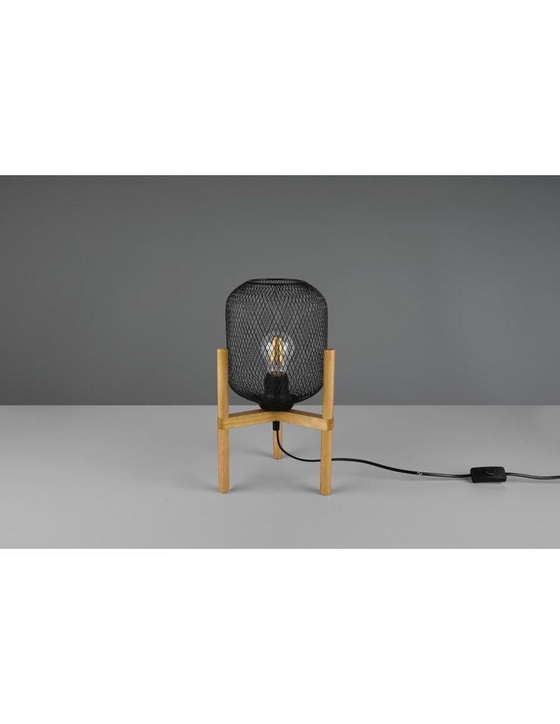 Lumetto Calimero 1xE27 Treppiedi Legno E Rete Metallo Trio Lighting