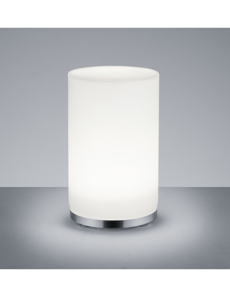 Lumetto John Cromo Vetro Bianco Led Rgbw Dimmerabile Ø12 cmTrio Lighting