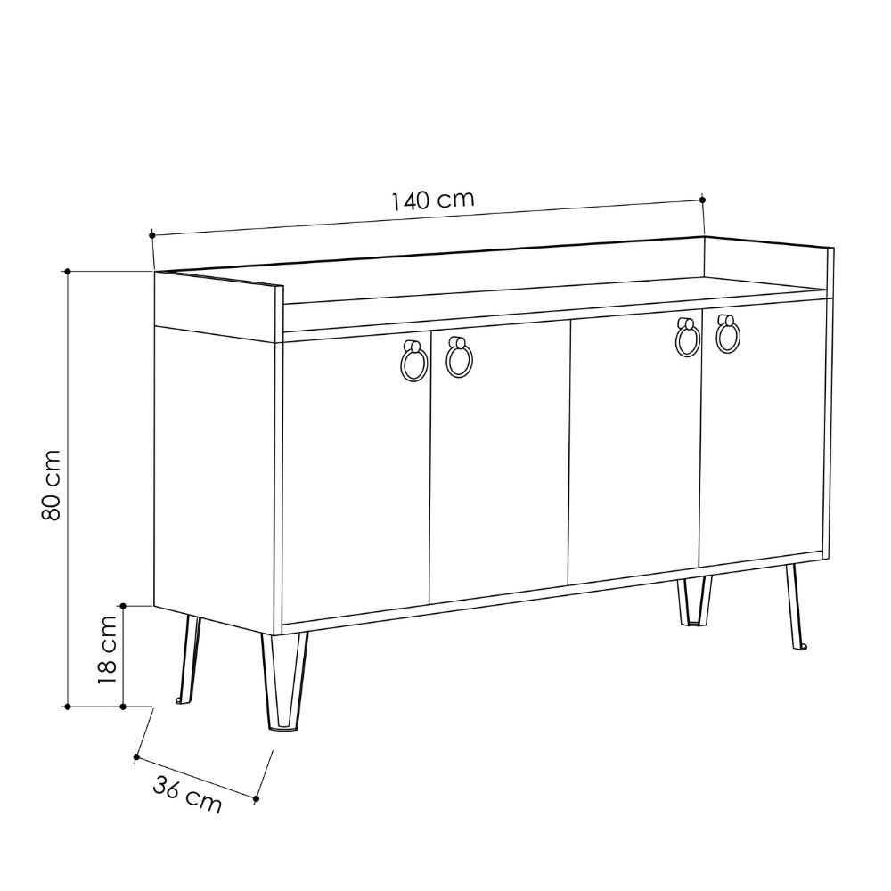 Madia Dea 4 ante bianco e light mocha 140x36x80 h