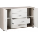 Sideboard with two doors and four drawers White Elm 136x41x h86 cm