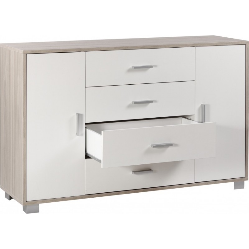 Sideboard with two doors and four drawers White Elm 136x41x h86 cm