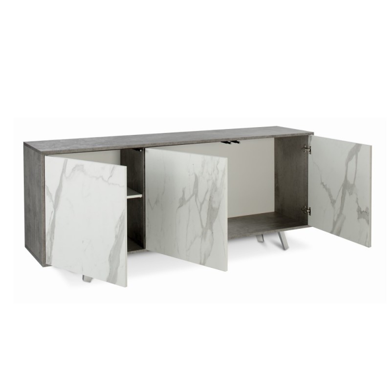 Sideboard with three doors Cement Marble 177x41x h74 cm