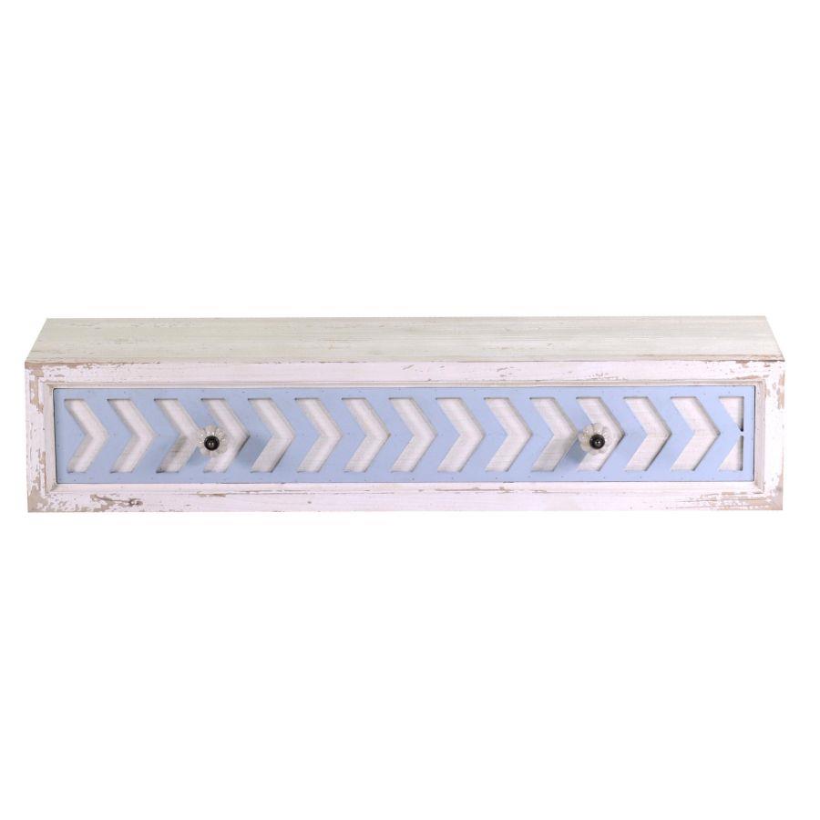 Mensola legno cipro con cassetto shabby cm 21 x 80 x h 16,5