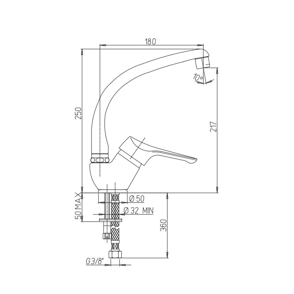 Miscelatore da cucina cromato satinato DILOS 25x18x5 cm