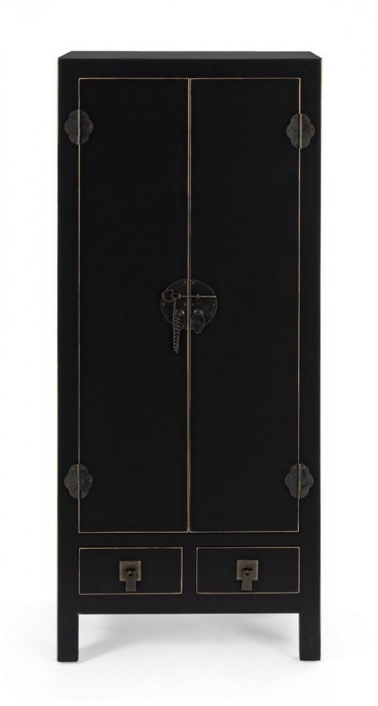 Meuble 2 portes 2 tiroirs Beijing noir en bois