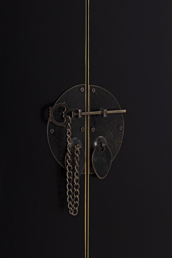 Meuble 2 portes 2 tiroirs Beijing noir en bois