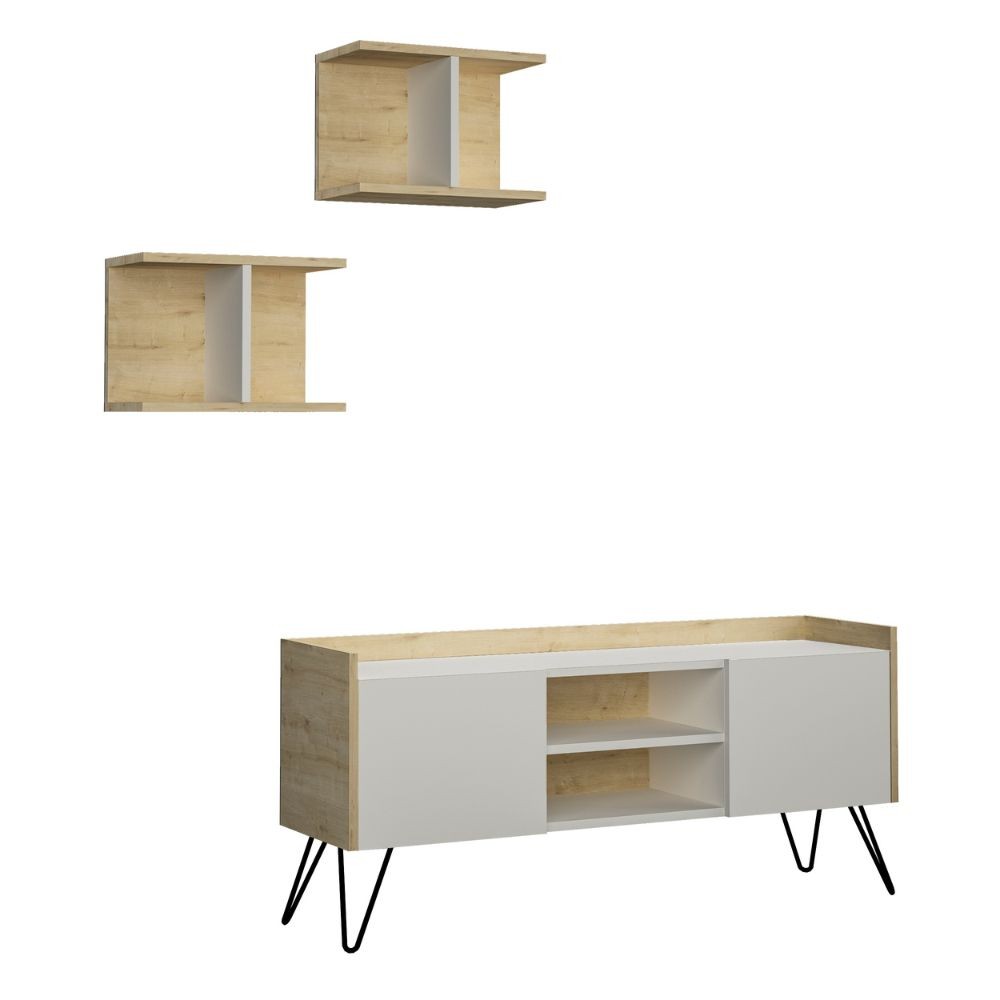 Mobile TV Klappe rovere con ante bianche e mensole 56,50 cm x 125,50 cm x 33 cm