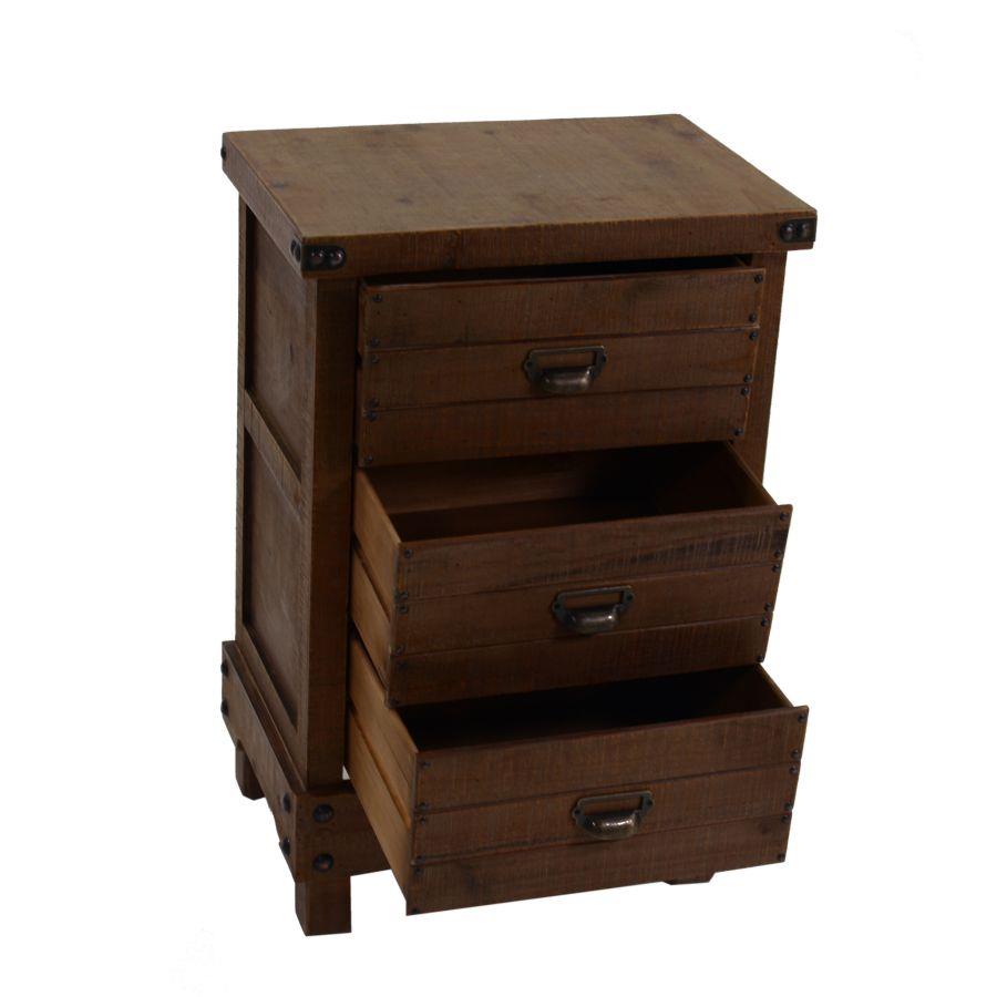 Mobile base con 3 cassetti noce country 50x35xh. 76 cm
