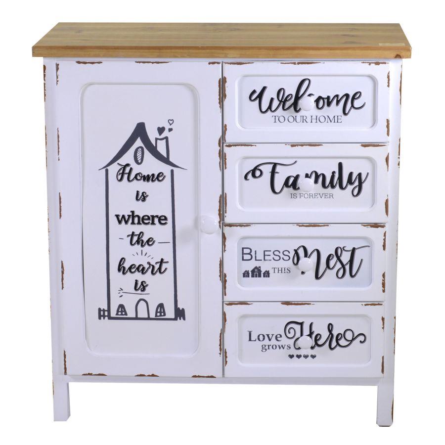 Mobile anticato home breslavia 1 anta + 4 cassetti cm80x38,5 x h85