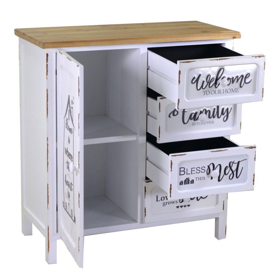 Mobile anticato home breslavia 1 anta + 4 cassetti cm80x38,5 x h85