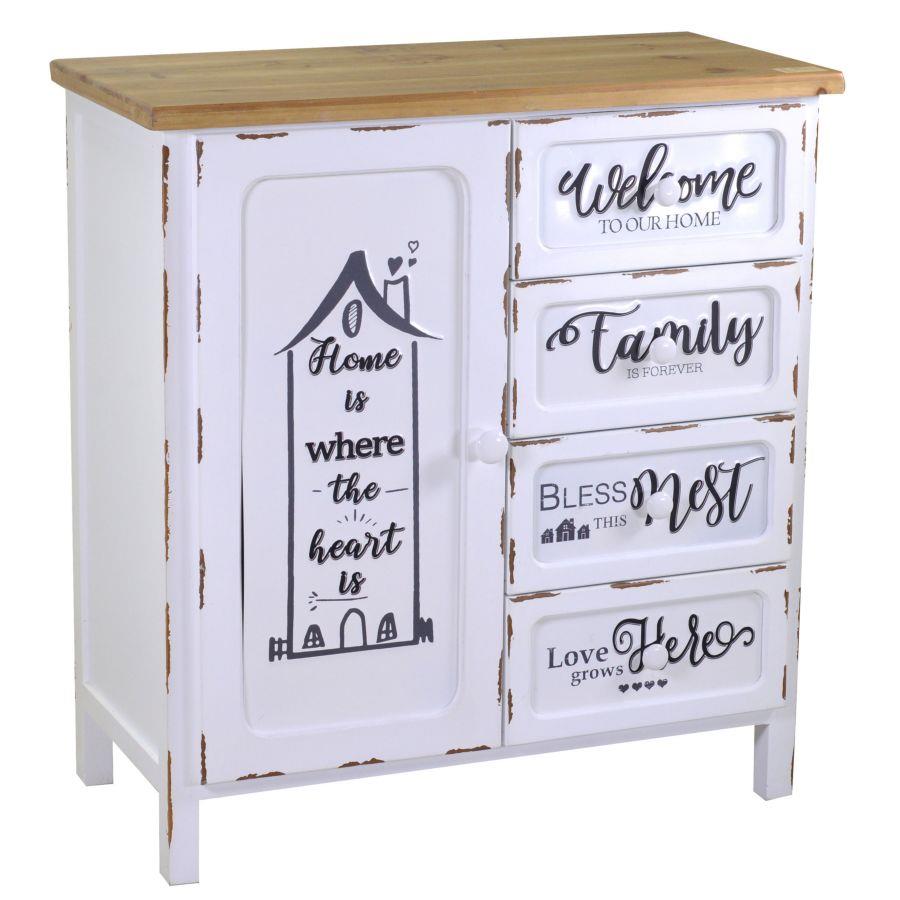 Mobile anticato home breslavia 1 anta + 4 cassetti cm80x38,5 x h85