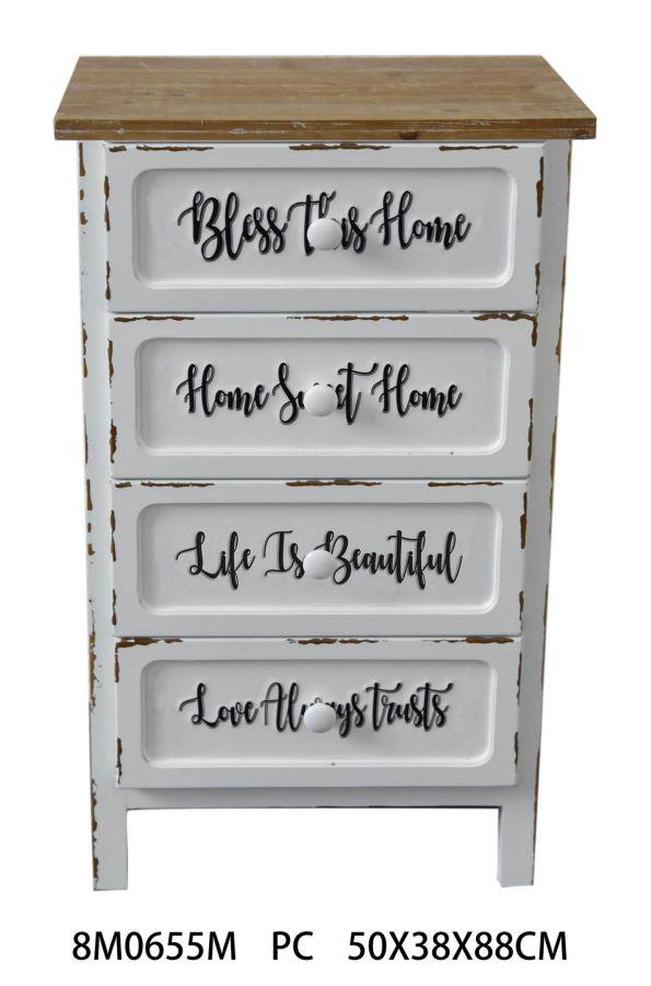 Mobile shabby Breslavia 4 cassetti cm50x38Xh88