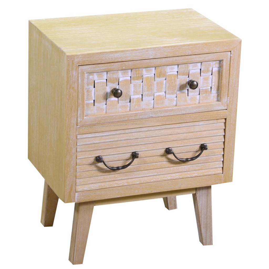 Mobile comodino 2 cassetti legno naturale cm 30 x 44,5 x h 55,5