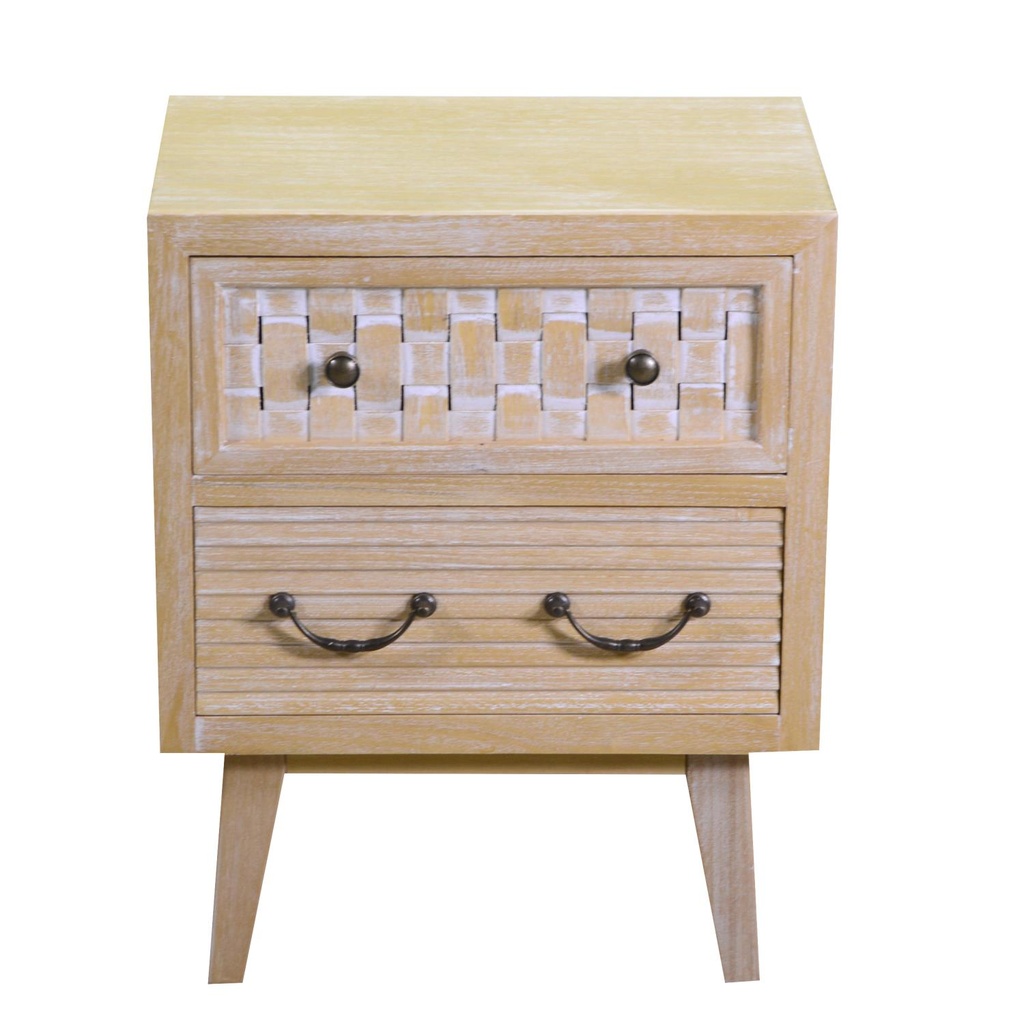 Mobile comodino 2 cassetti legno naturale cm 30 x 44,5 x h 55,5
