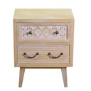 Mobile comodino 2 cassetti legno naturale cm 30 x 44,5 x h 55,5