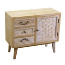 Mobile legno naturale 1 anta + 3 cassetti cm 30 x 70 x h 60