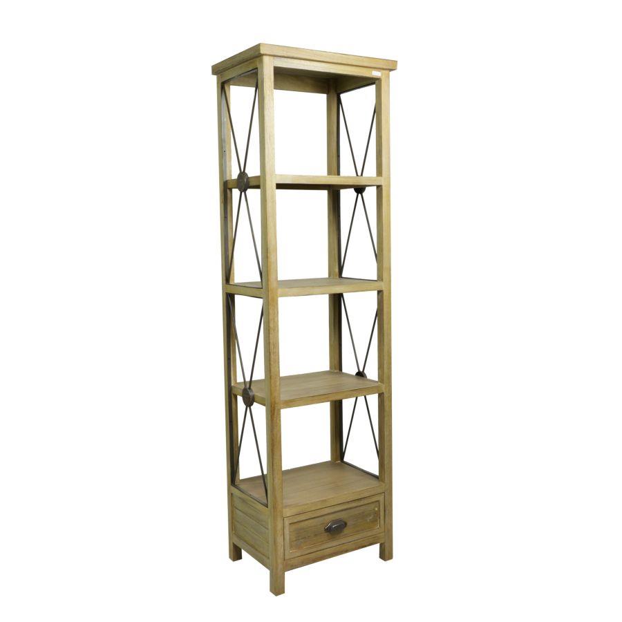 Mobile libreria malaga in noce chiaro con un cassetto h190 cm