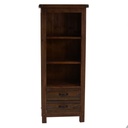 Mobile libreria noce country con  3 vani a vista e 2 cassetti 60x36xh. 150 cm