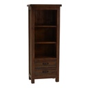 Mobile libreria noce country con  3 vani a vista e 2 cassetti 60x36xh. 150 cm