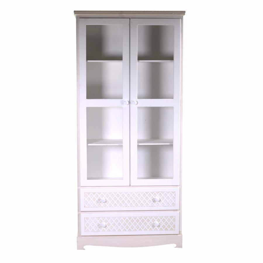 Mobile lubecca vetrina 2 ante+2 cassetti cm 82,5x35,5h180