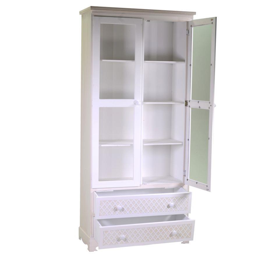 Mobile lubecca vetrina 2 ante+2 cassetti cm 82,5x35,5h180