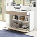 Mobile madia 1 cassetti 1 ribalta bianco/rovere 111x42xh 82 cm