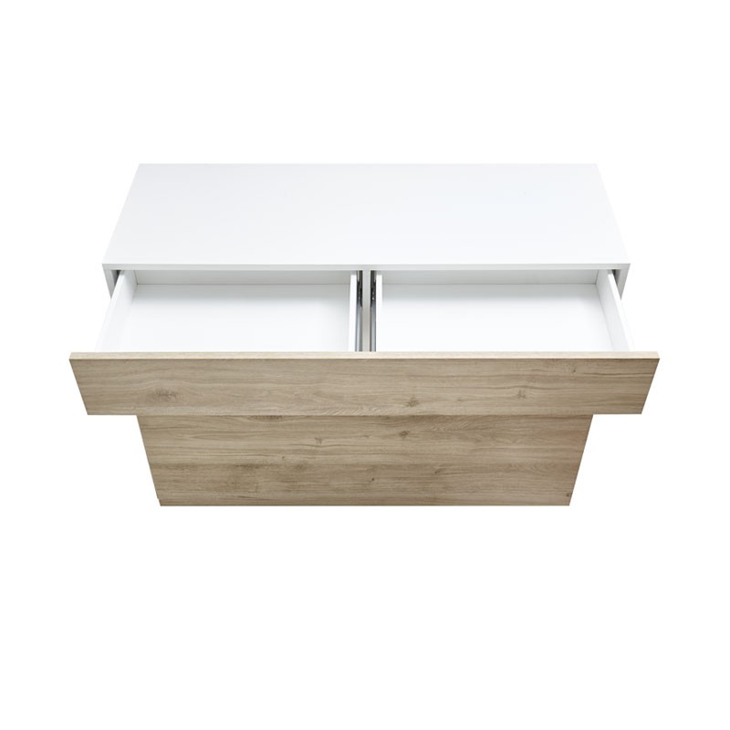 Mobile madia 1 cassetti 1 ribalta bianco/rovere 111x42xh 82 cm