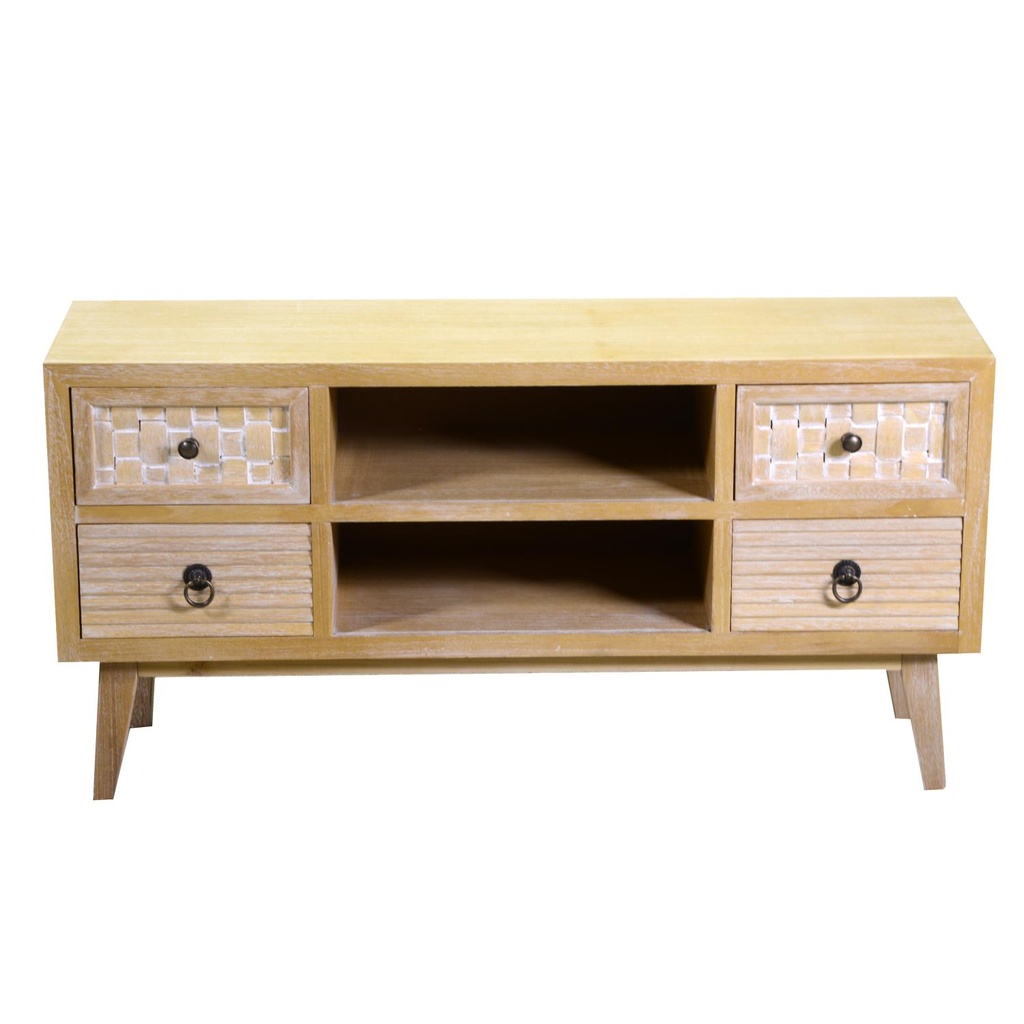 Mobile porta TV 2 vani + 4 cassetti legno naturale cm 30 x 105 x h 53