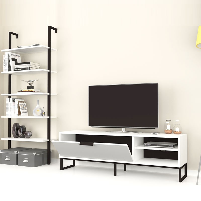 Mobile porta tv con libreria 5 mensole bianco  70x30xh.180 cm