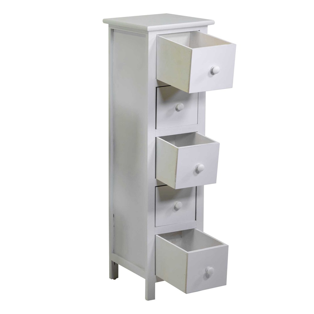 Mobiletto Eleonora bianco 5 cassetti cm 25x28h92