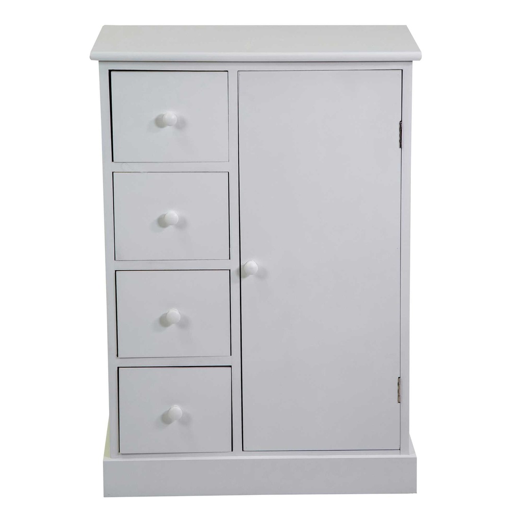 Mobiletto Eleonora cassettiera bianco 1anta + 4 cassetti cm 56x30h79
